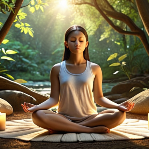 Home 15 **
* Prompt: A person meditating peacefully in a serene natural setting, surrounded by symbols representing core values (e.g., family, creativity, justice). Soft, warm lighting, emphasizing introspection and inner peace. Keywords: Mindfulness, self-awareness, values, nature, peaceful.
**