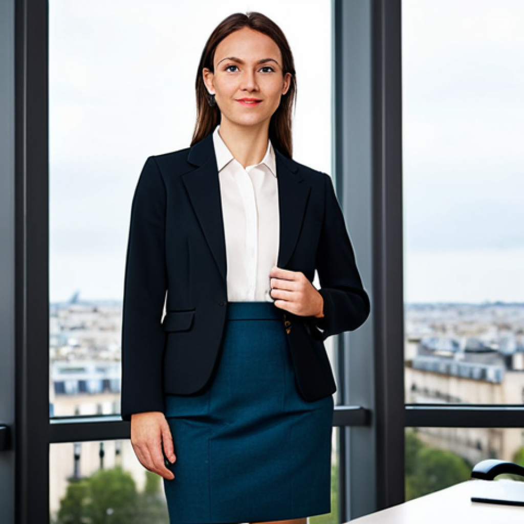 의식적 선택 훈련과 지속 가능한 변화 - Professional Portrait**
A confident businesswoman in a tailored blazer and modest skirt, standing i...